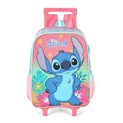 Mochila Infantil C/ Rodinhas da Lilo Stitch e Angel Rosa Tam. 16 Mochila Infantil C/ Rodinhas da Lilo Stitch e Angel Rosa Tam. 16