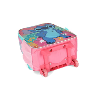 Mochila Infantil C/ Rodinhas da Lilo Stitch e Angel Rosa Tam. 16