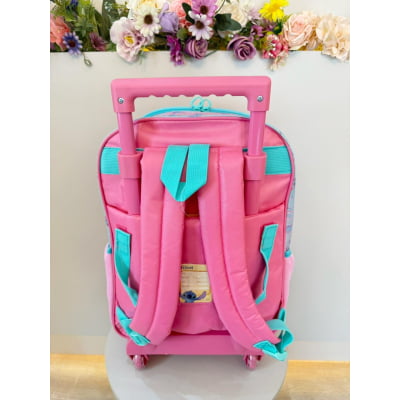 Mochila Infantil C/ Rodinhas da Lilo Stitch e Angel Rosa Tam. 16