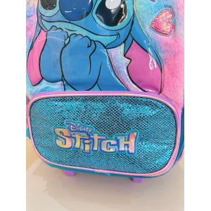 Mochila Infantil C/ Rodinhas do Lilo Stitch e Angel Azul