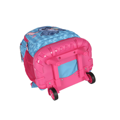 Mochila Infantil C/ Rodinhas da Lilo Stitch e Angel Pink