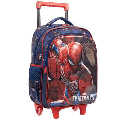 Mochila Infantil C/ Rodinhas Homem Aranha 3D Azul e Vermelha