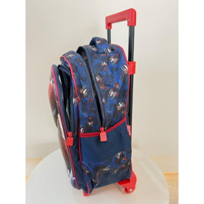 Mochila Infantil C/ Rodinhas Homem Aranha 3D Azul e Vermelha