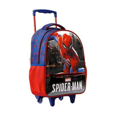 Mochila Infantil C/ Rodinhas Homem Aranha Azul