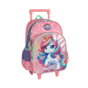 Mochila Infantil C/ Rodinhas Unicórnio Colorida Up4you Luxo