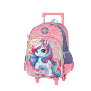 Mochila Infantil C/ Rodinhas Unicórnio Colorida Up4you Luxo
