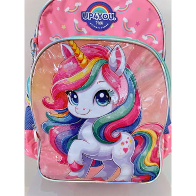 Mochila Infantil C/ Rodinhas Unicórnio Colorida Up4you Luxo