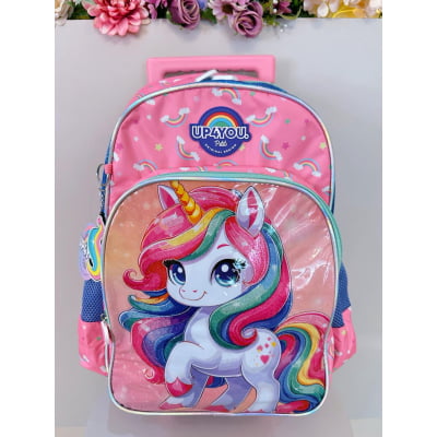 Mochila Infantil C/ Rodinhas Unicórnio Colorida Up4you Luxo Mochila Infantil C/ Rodinhas Unicórnio Colorida Up4you Luxo