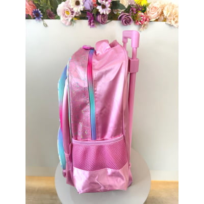 Mochila Infantil c/ Rodinhas dos Ursinhos Carinhosos Rosa Tam. 16