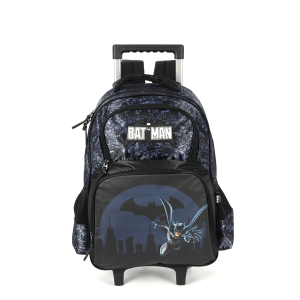 Mochila Infantil Com Rodinhas Batman Preta e Azul