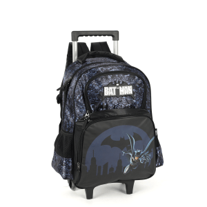 Mochila Infantil Com Rodinhas Batman Preta e Azul