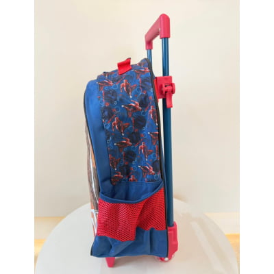 Mochila Infantil Com Rodinhas Homem Aranha Azul e Vermelha