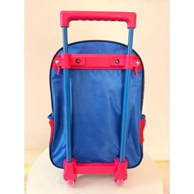 Mochila Infantil Com Rodinhas Homem Aranha Azul e Vermelha