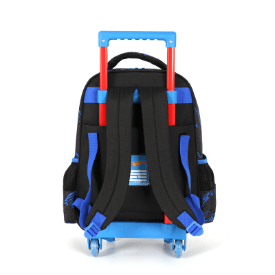 Mochila Infantil Com Rodinhas Hotwheels Preta e Azul