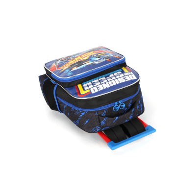 Mochila Infantil Com Rodinhas Hotwheels Preta e Azul