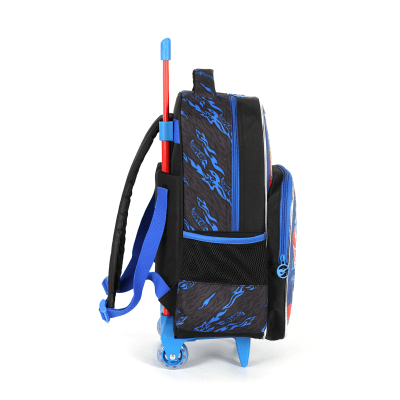 Mochila Infantil Com Rodinhas Hotwheels Preta e Azul