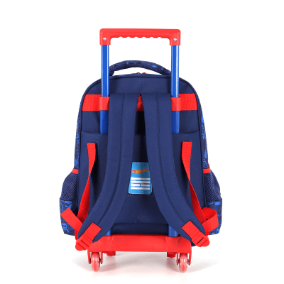 Mochila Infantil Com Rodinhas Hotwheels Azul e Vermelha
