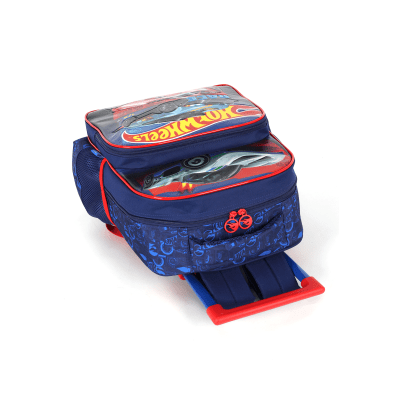 Mochila Infantil Com Rodinhas Hotwheels Azul e Vermelha