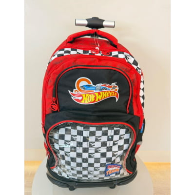 Mochila Infantil Com Rodinhas Hotwheels Preta e Vermelha Mochila Infantil Com Rodinhas Hotwheels Preta e Vermelha