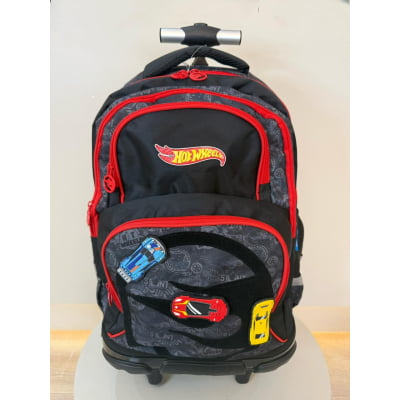 Mochila Infantil Com Rodinhas Hotwheels Preto