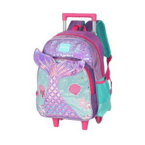 Mochila Infantil Com Rodinhas Roxo da Sereia Up4you
