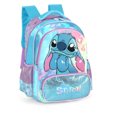 Mochila Infantil Costas da Lilo Stitch e Angel Azul Mochila Infantil Costas da Lilo Stitch e Angel Azul