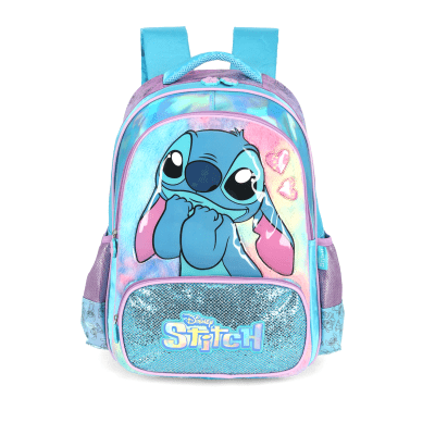 Mochila Infantil Costas da Lilo Stitch e Angel Azul