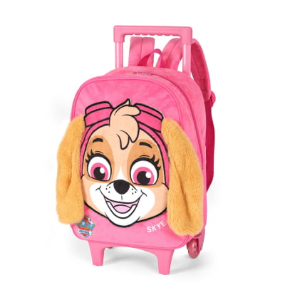 Mochila Escolar Rosa Tam. 14 Skye Patrulha Canina Em Pelúcia