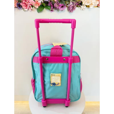 Mochila Infantil Pequena C/ Rodinhas da Lilo Stitch e Angel Verde