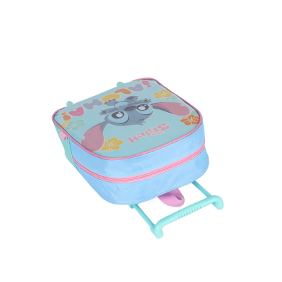 Mochila Infantil Pequena C/ Rodinhas da Lilo Stitch e Angel Azul