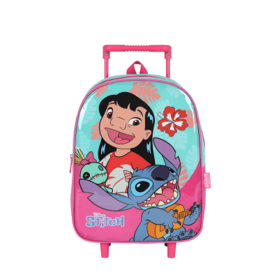 Mochila Infantil Pequena C/ Rodinhas da Lilo Stitch e Angel Verde