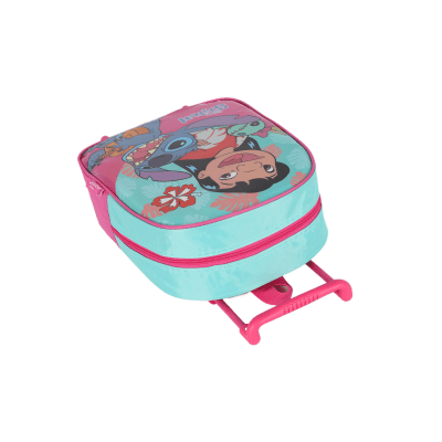 Mochila Infantil Pequena C/ Rodinhas da Lilo Stitch e Angel Verde