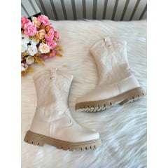Bota infantil Boiadeira Texana Off White Com Zíper Luxo