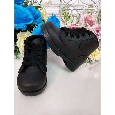 Coturno Meninos Infantil Preto Com Cadarço