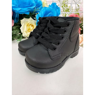 Coturno Meninos Infantil Preto Com Cadarço