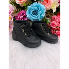 Coturno Infantil Preto Com Brilho e Cadarço