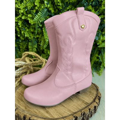 Bota infantil Boiadeira Texana Com Zíper e Salto Rosa