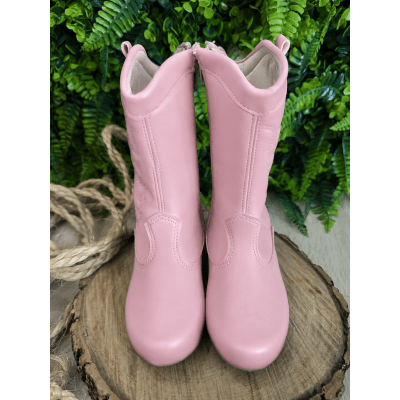Bota infantil Boiadeira Texana Com Zíper e Salto Rosa