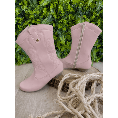 Bota infantil Boiadeira Texana Com Zíper e Salto Rosa