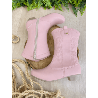 Bota infantil Boiadeira Texana Com Zíper e Salto Rosa