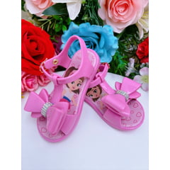 Rasteira Infantil Salomé C/ Laço Duplo Rosa Chiclete