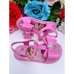 Rasteira Infantil Salomé C/ Laço Duplo Rosa Chiclete