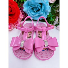 Rasteira Infantil Salomé C/ Laço Duplo Rosa Chiclete