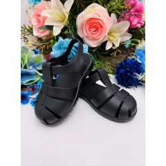 Sandália Infantil Frisada Fosca Príncipes Preto