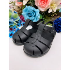 Sandália Infantil Frisada Fosca Príncipes Preto