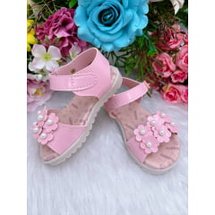 Sandália Rosa Com Florzinha Luxo