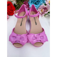Sandália Infantil C/ Salto e Laço Anabela Rosa Chiclete