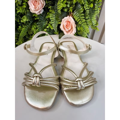 Sandália Infantil de Tiras Dourado Luxo