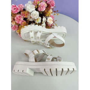 Sandália Infantil de Tiras Papete Charmozinha Off White Luxo