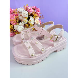 Sandália Infantil de Tiras Papete Charmozinha Rose Luxo